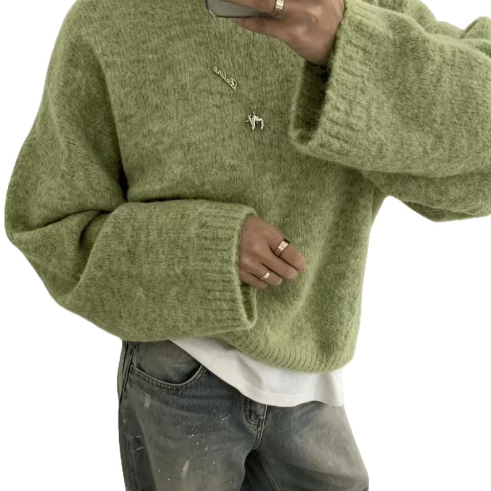 Women’s Solid Color Loose-Fit Knit Pullover – Cozy Casual Everyday Style