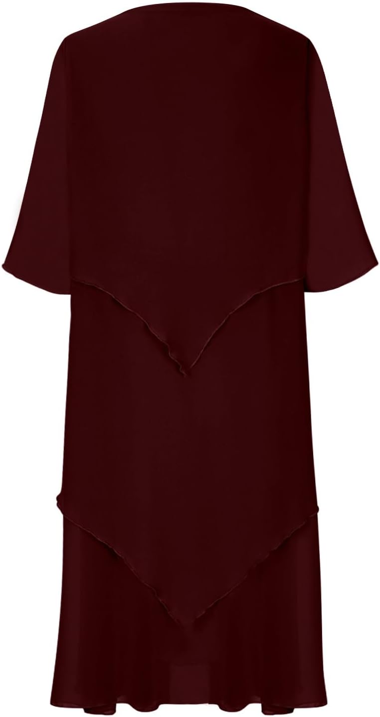 Women's Layered Chiffon Midi Dress – Elegant Flowy Occasion Dress