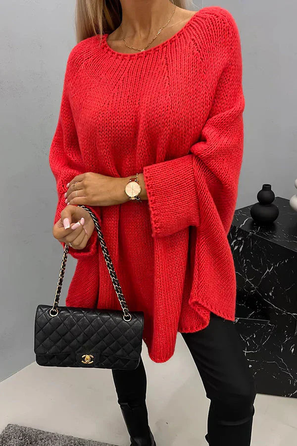Loose Knit Sweater with Round Neck
