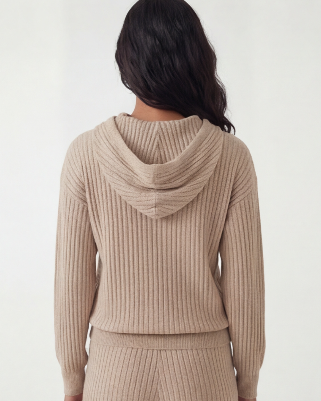 Women’s Hooded Knit Sweater Set – Ribbed Casual Loungewear Outfit