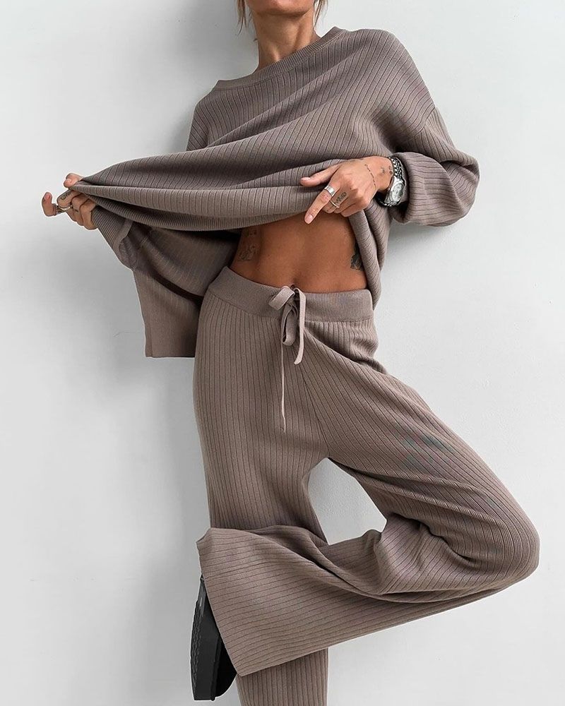 Women's Elegant Soft Ribbed Lougewear Set
