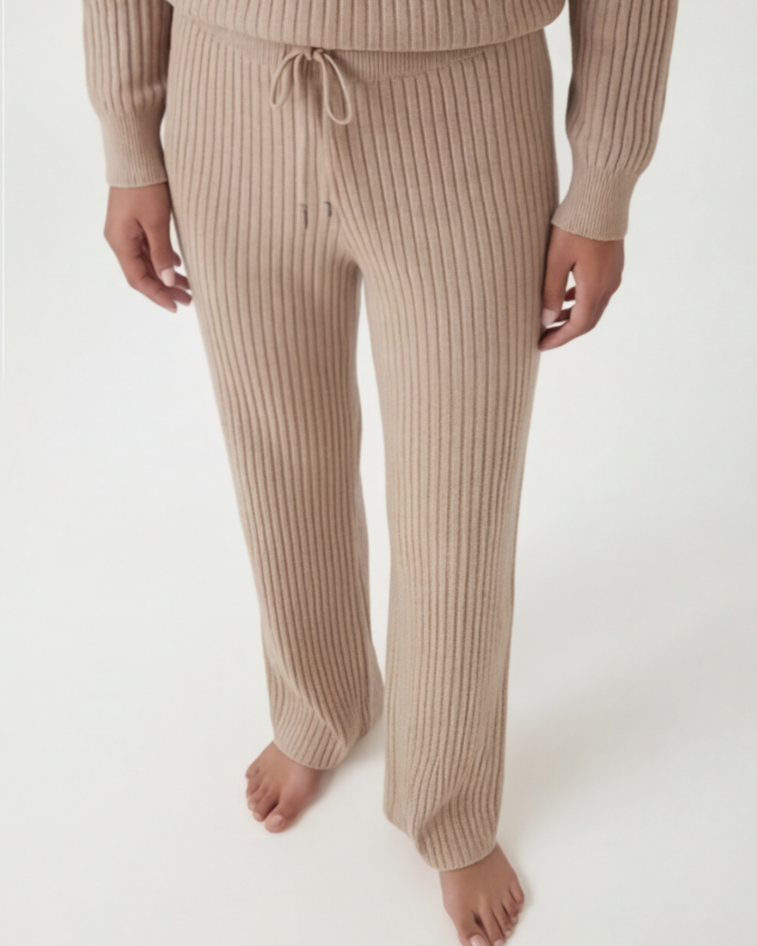 Women’s Hooded Knit Sweater Set – Ribbed Casual Loungewear Outfit
