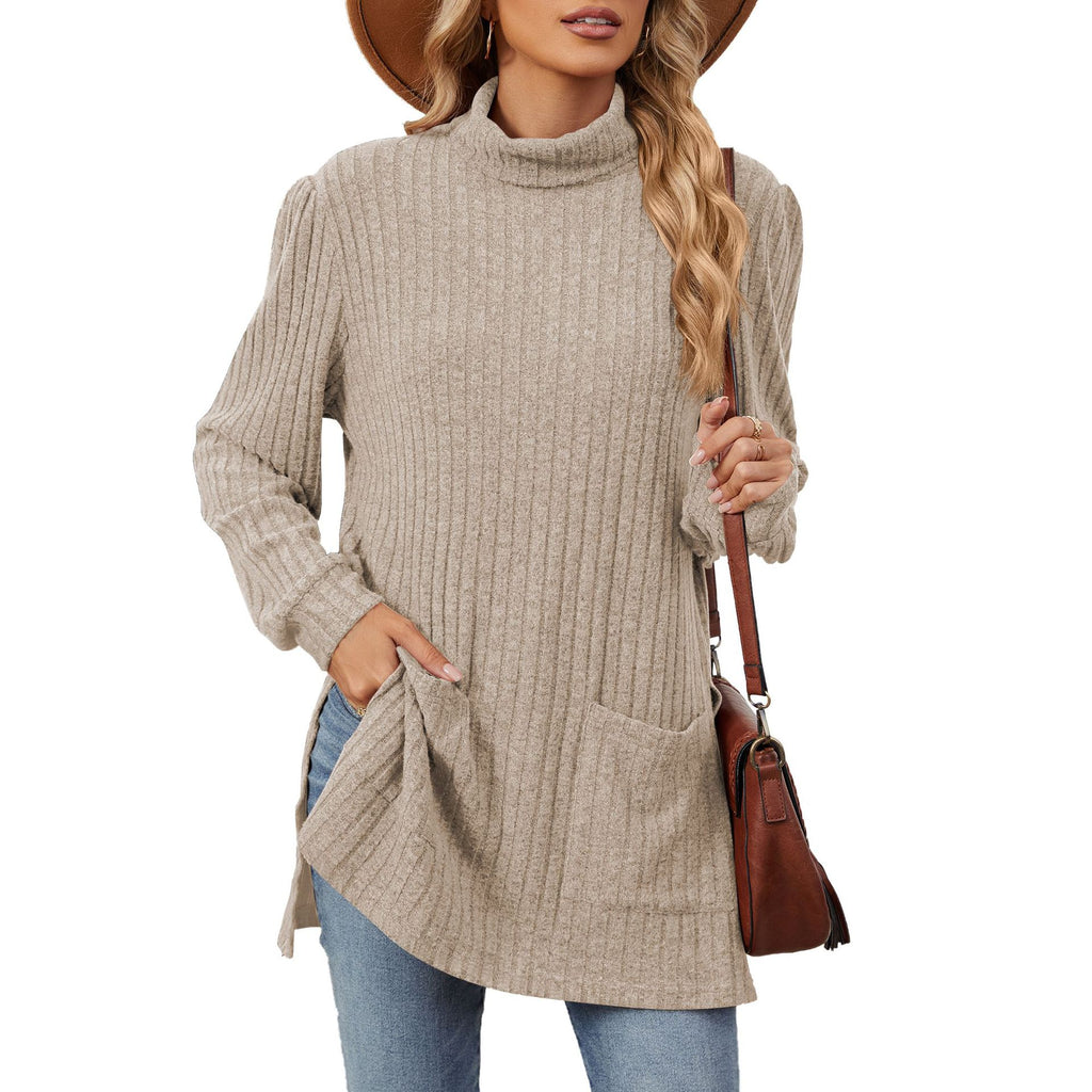 Loose Half-High-Neck T-Shirt - Easy and Practical