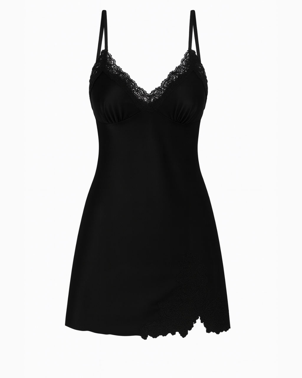 Women’s Satin Lace Nightgown – Short Slip Dress Sleepwear with Adjustable Straps