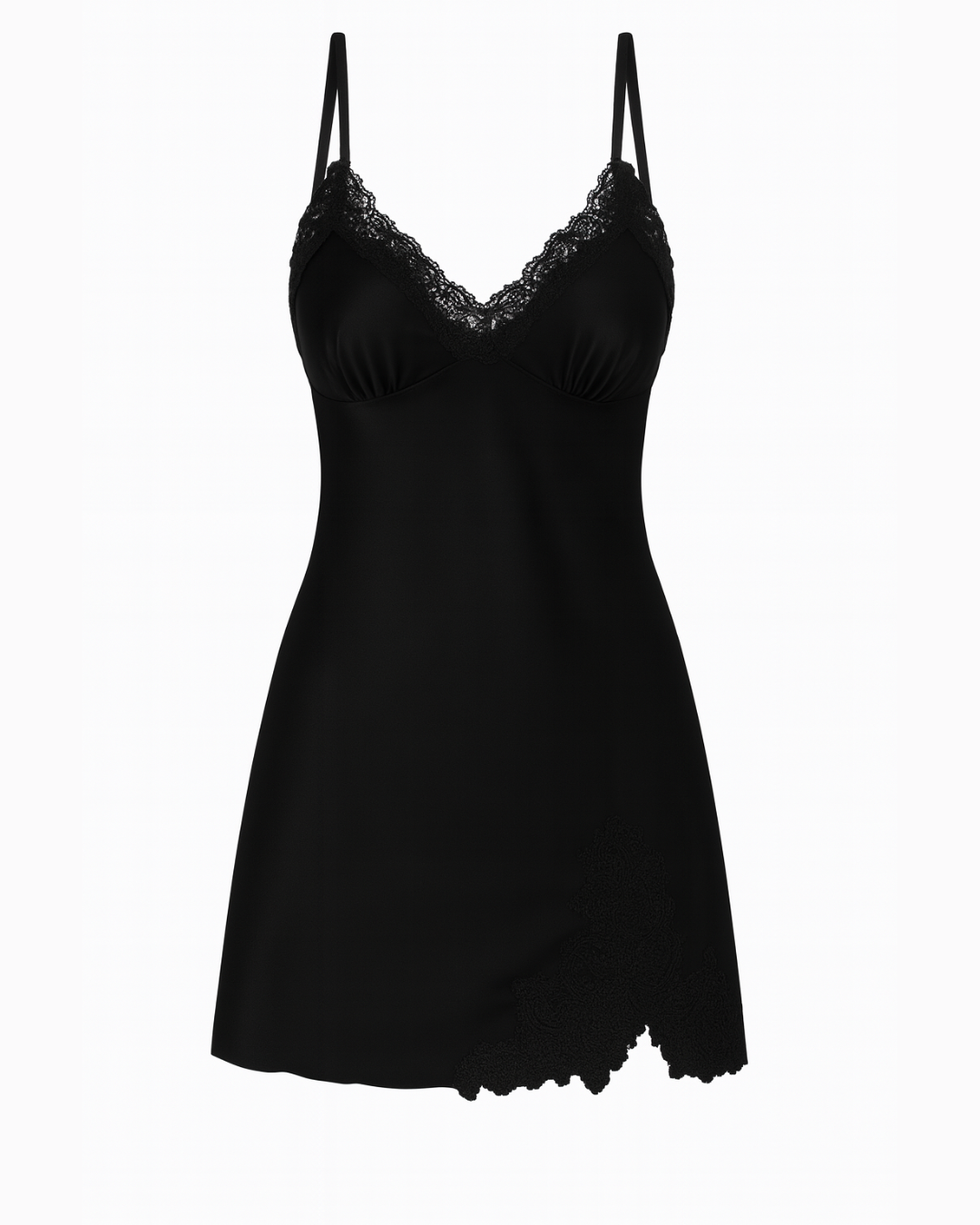 Women’s Satin Lace Nightgown – Short Slip Dress Sleepwear with Adjustable Straps