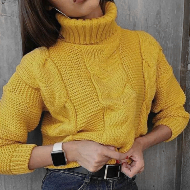 Cable-Knit Turtleneck Pullover - Cozy and Relaxed