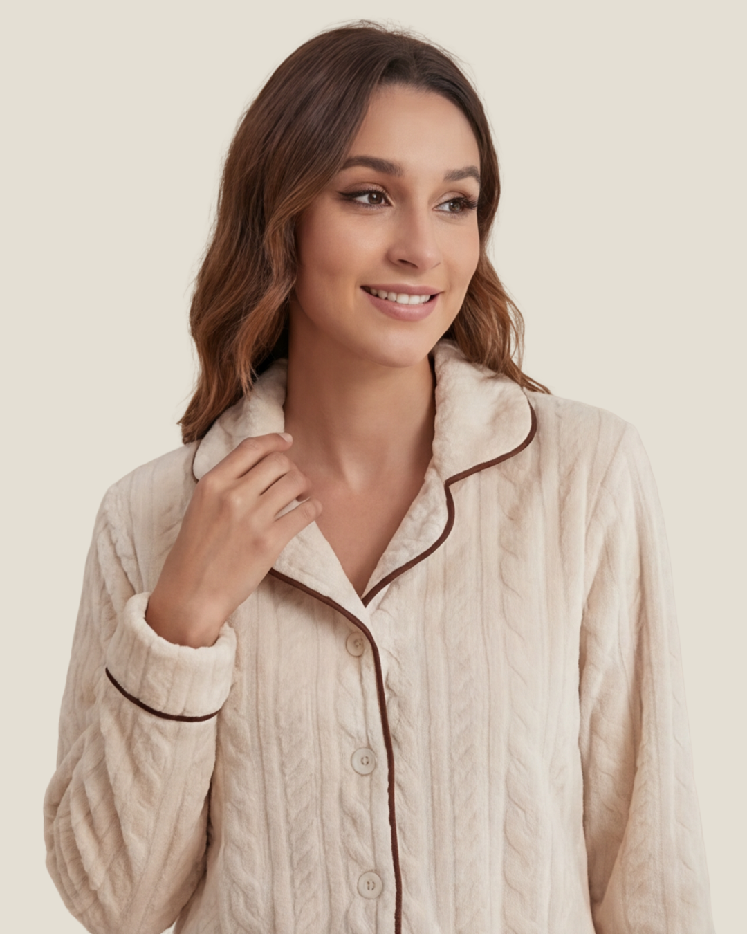 Comfortabele flanellen pyjama voor dames – stijlvolle, dikke loungewear set