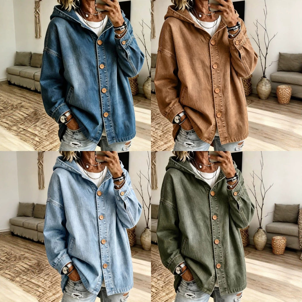 Hooded Denim Jacket for Women - Casual and Practical
