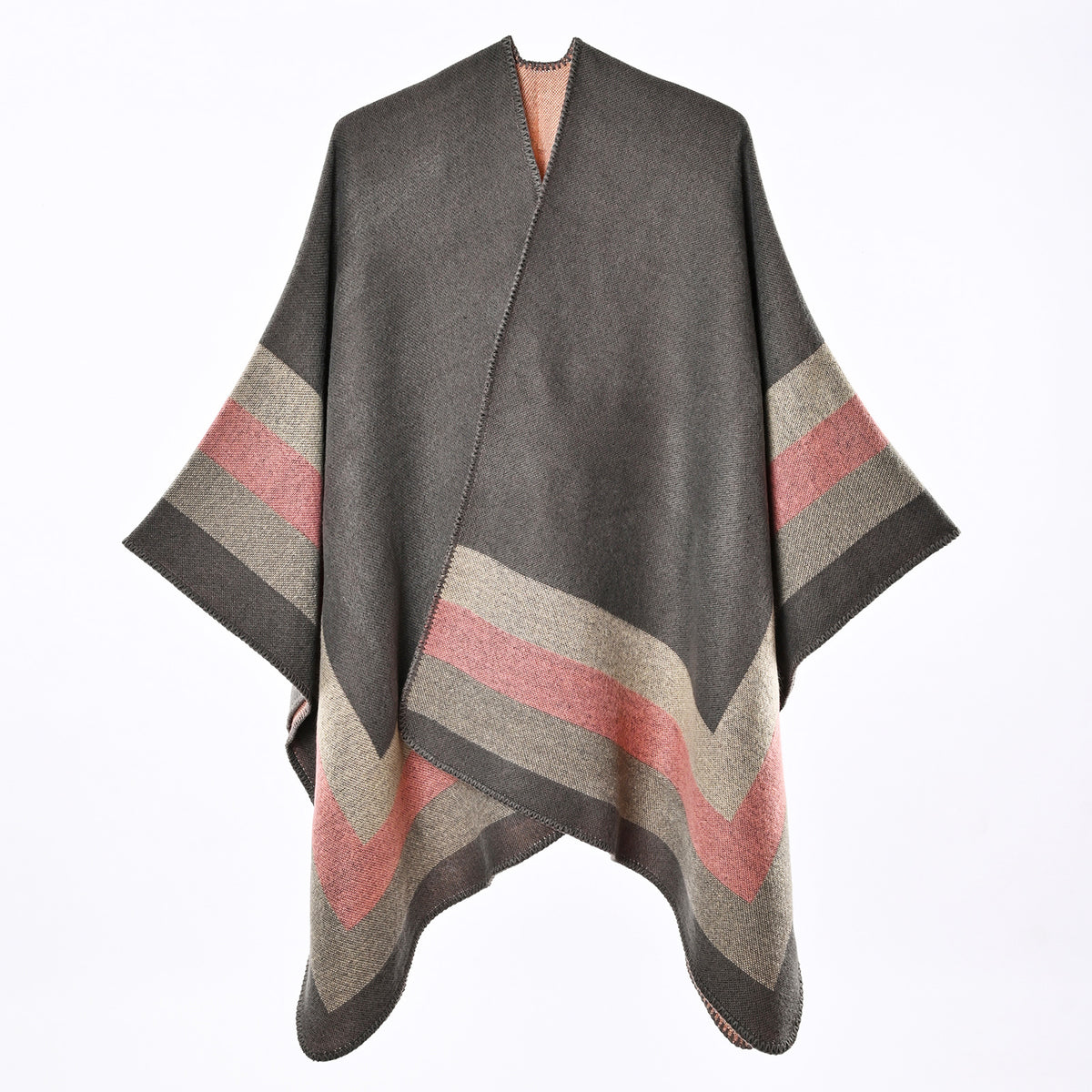 Women's Jacquard Cashmere-Feel Poncho - Chic and Cozy