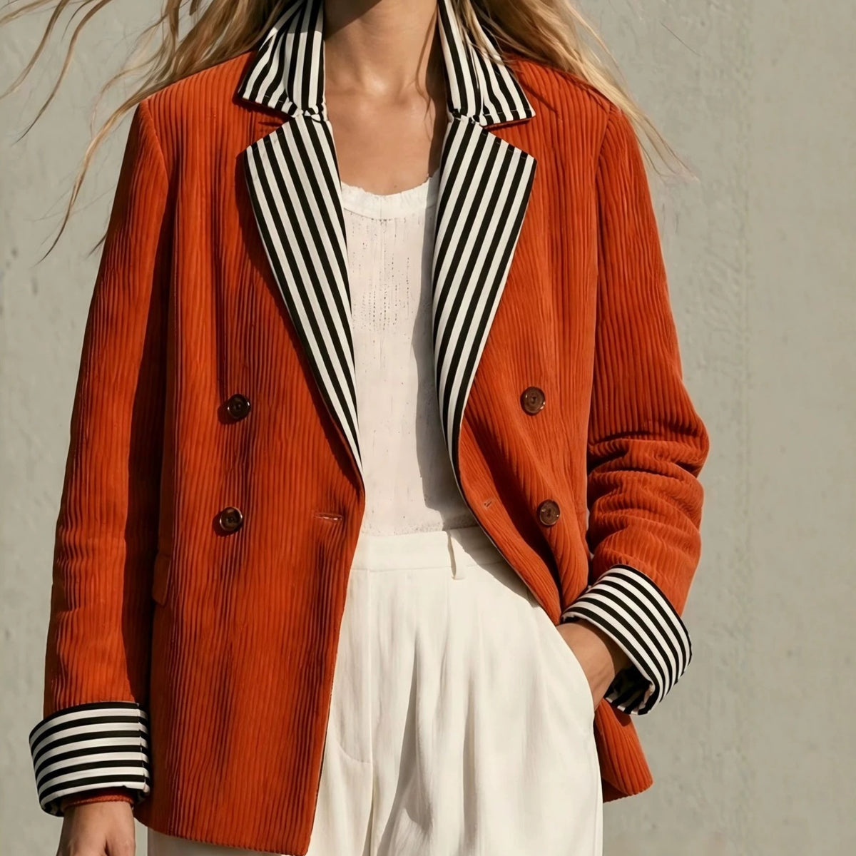 Retro Color-Block Orange Jacket - Bold and Casual