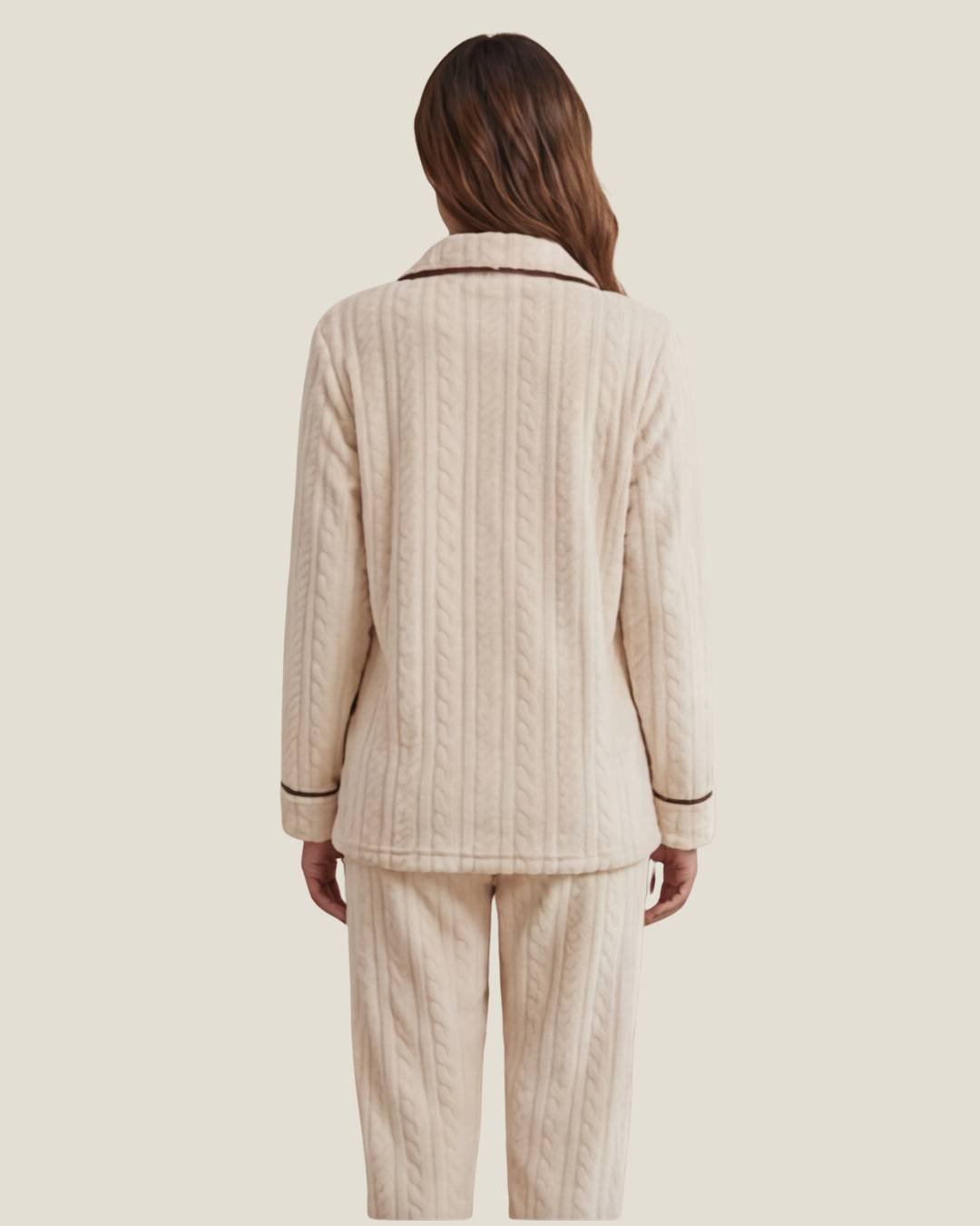 Comfortabele flanellen pyjama voor dames – stijlvolle, dikke loungewear set