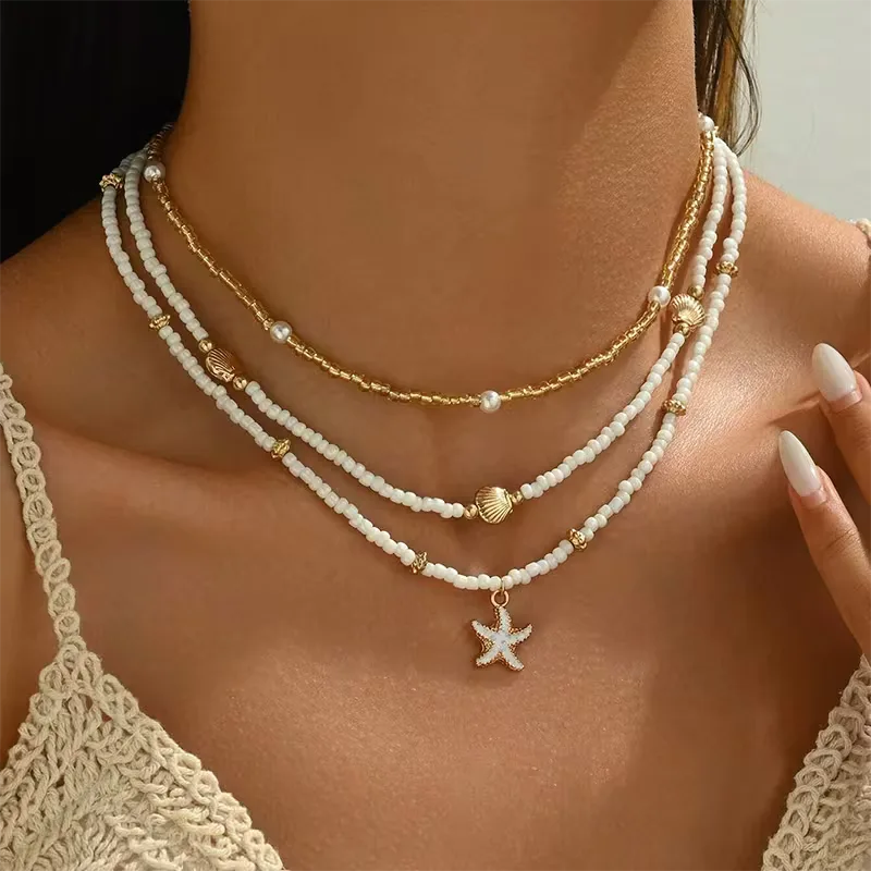 Shell and Star Necklace - Light and Layered
