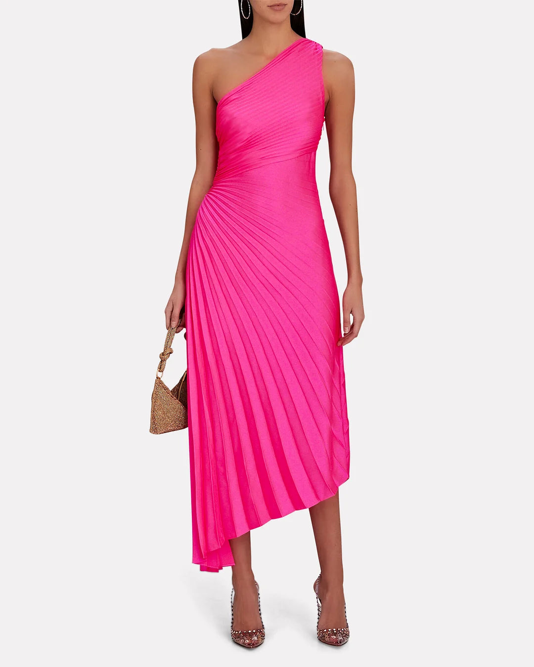 Women's One Shoulder Pleated Maxi Dress - Elegant Occasion Dress