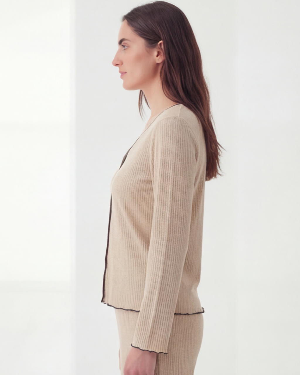 Women’s Ribbed Button-Down Pajama Set – Comfort Long Sleeve Top and Pants