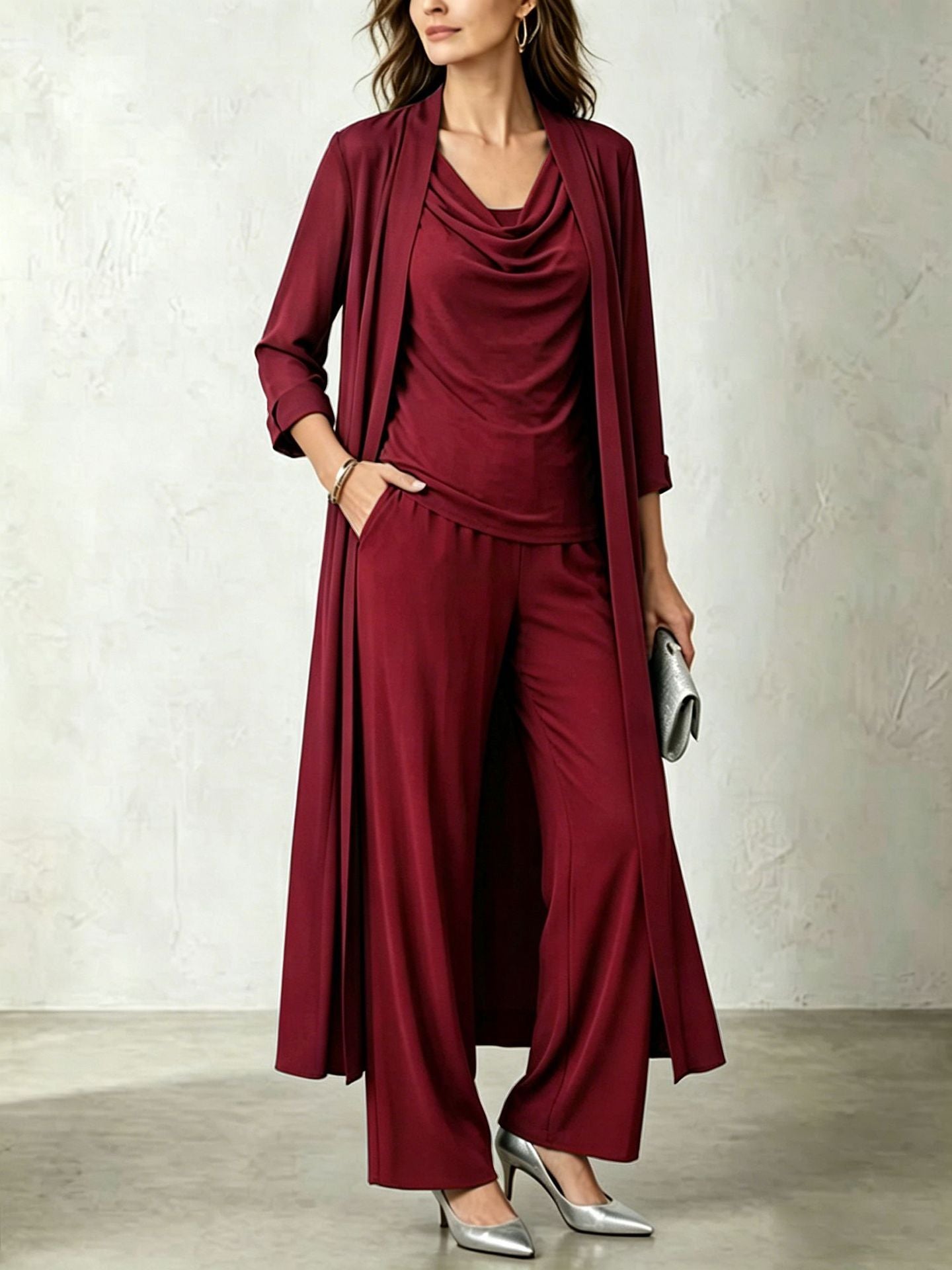 Women's Three-Piece Cardigan Set - Long Layered Casual Outfit