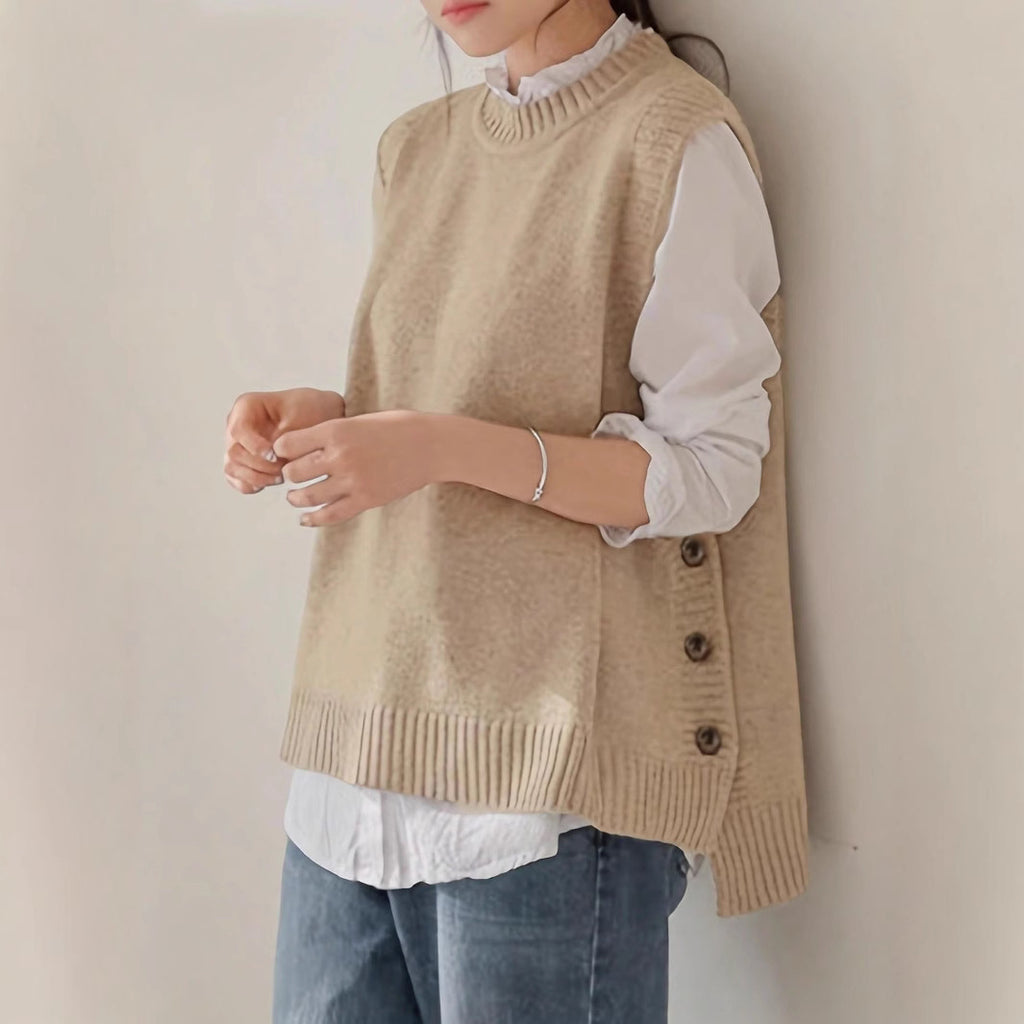 Women’s Retro Sleeveless Sweater Vest – Vintage Cozy Layering Style