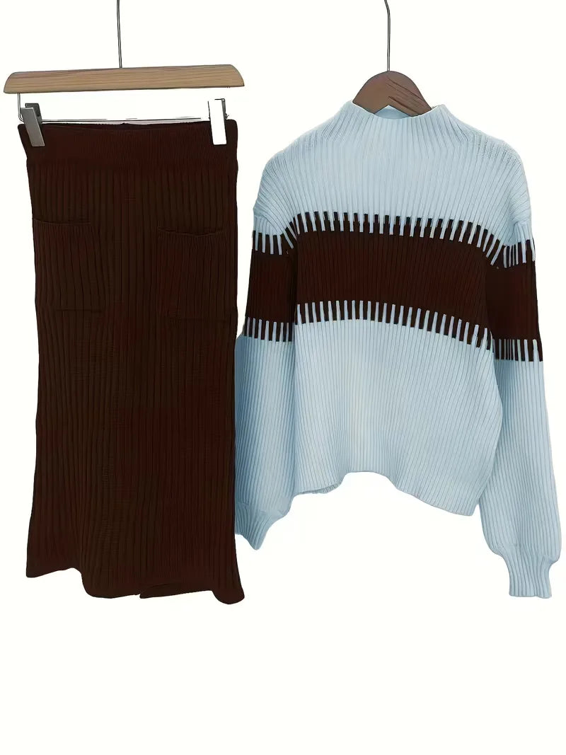 Ribbed Two-Piece Skirt Set - Coordinated and Comfortable