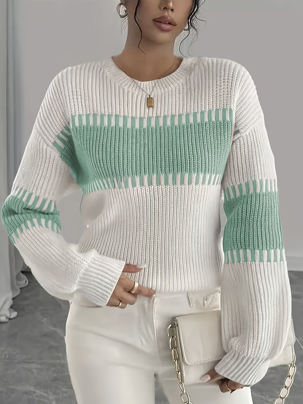 Women’s Colorblock Striped Sweater – Soft Casual Knit