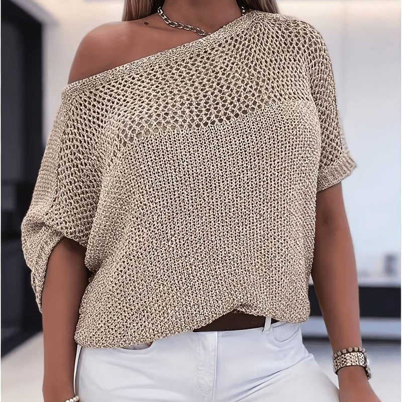 Hollow-Out Knit Top - Light and Feminine
