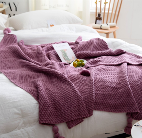 Premium Nordic Fringed Knit Blanket – Soft Wool Shawl for Office, Sofa & Leisure