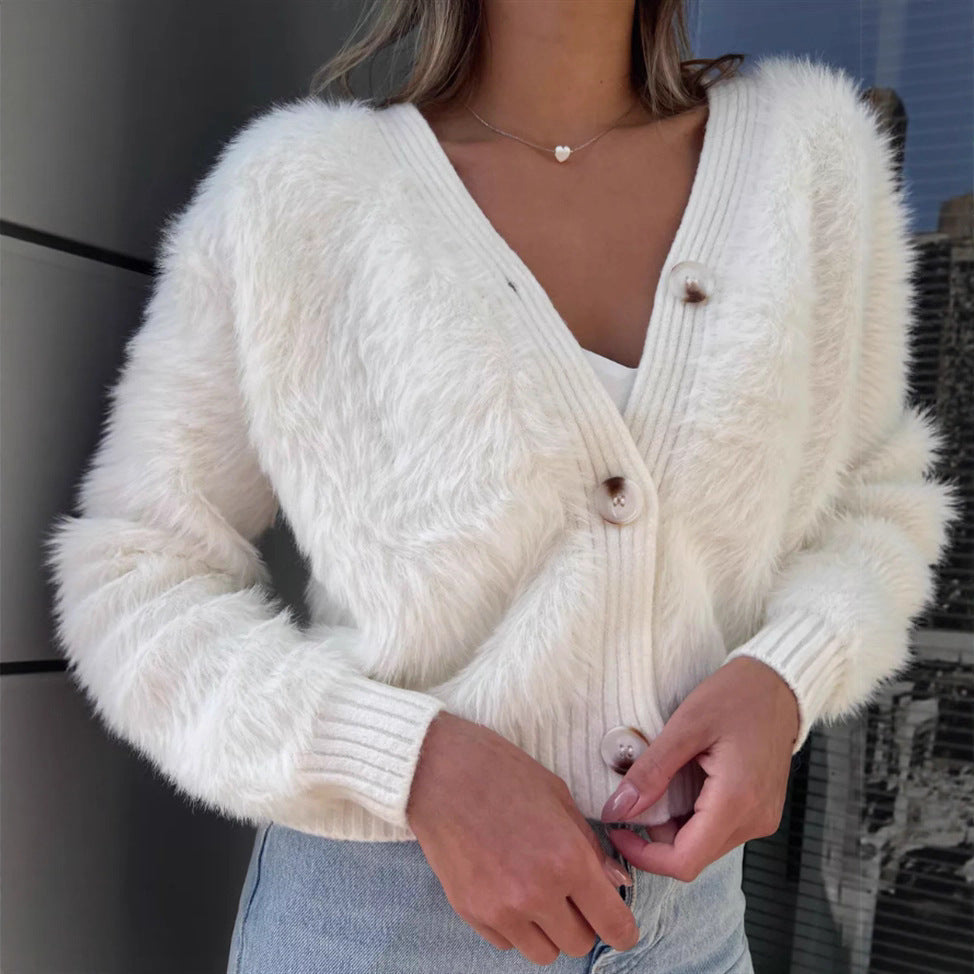 Women’s Mink-Like Knit Jacket – Loose-Fit Soft Cozy Casual Autumn Winter Style