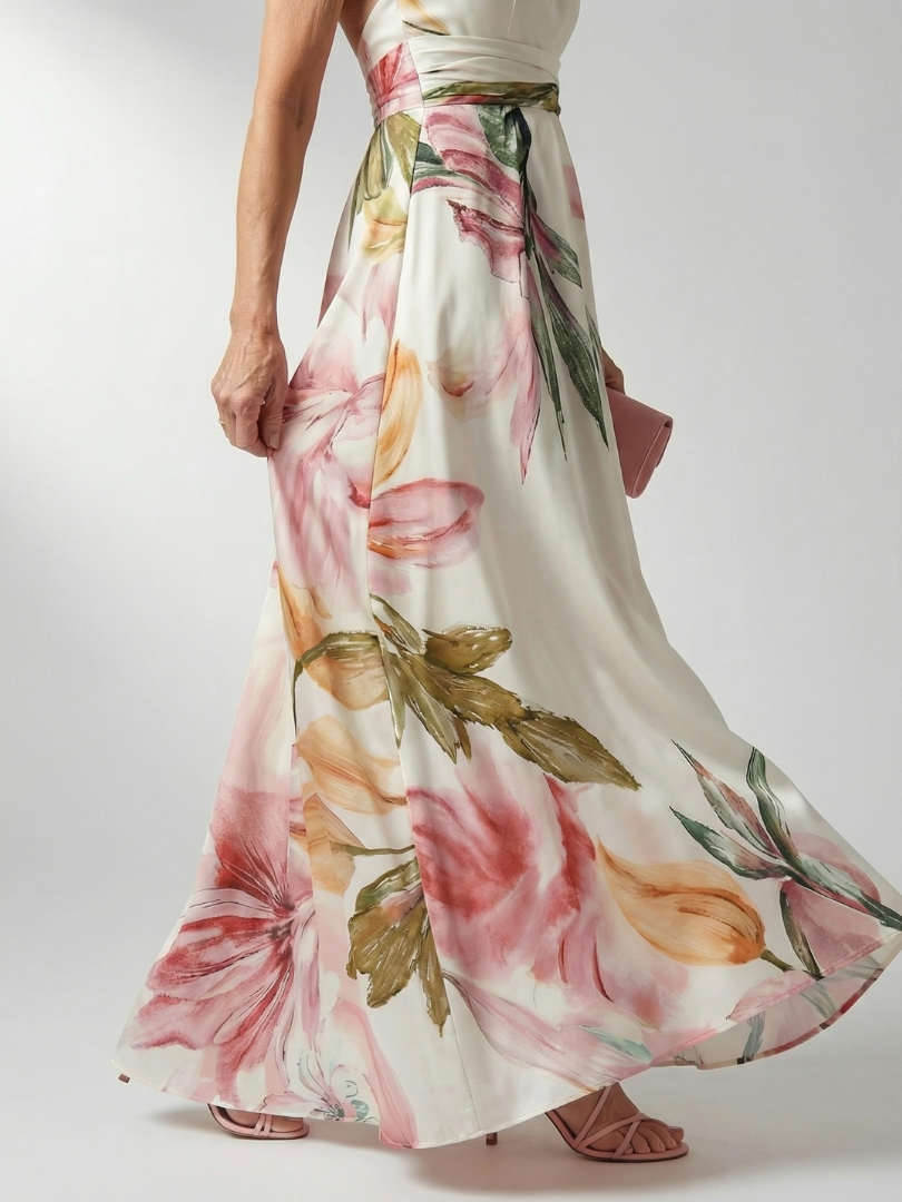 Women's Light Floral Maxi Dress - Soft Flowing Holiday Style