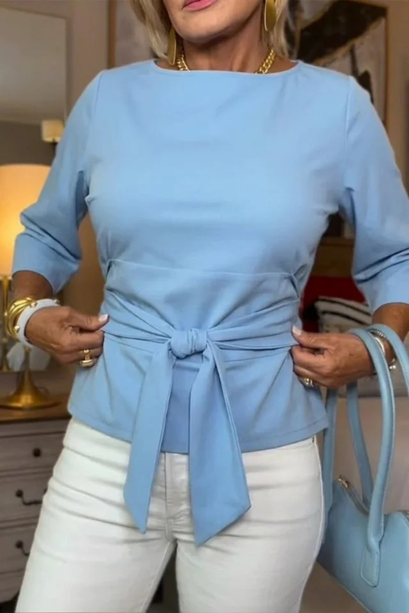 Women's Tie-Waist Top - Stylish Feminine Everyday Blouse