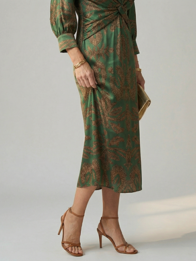 Women's Natural Wrap Midi Dress - Soft Flattering Everyday Style