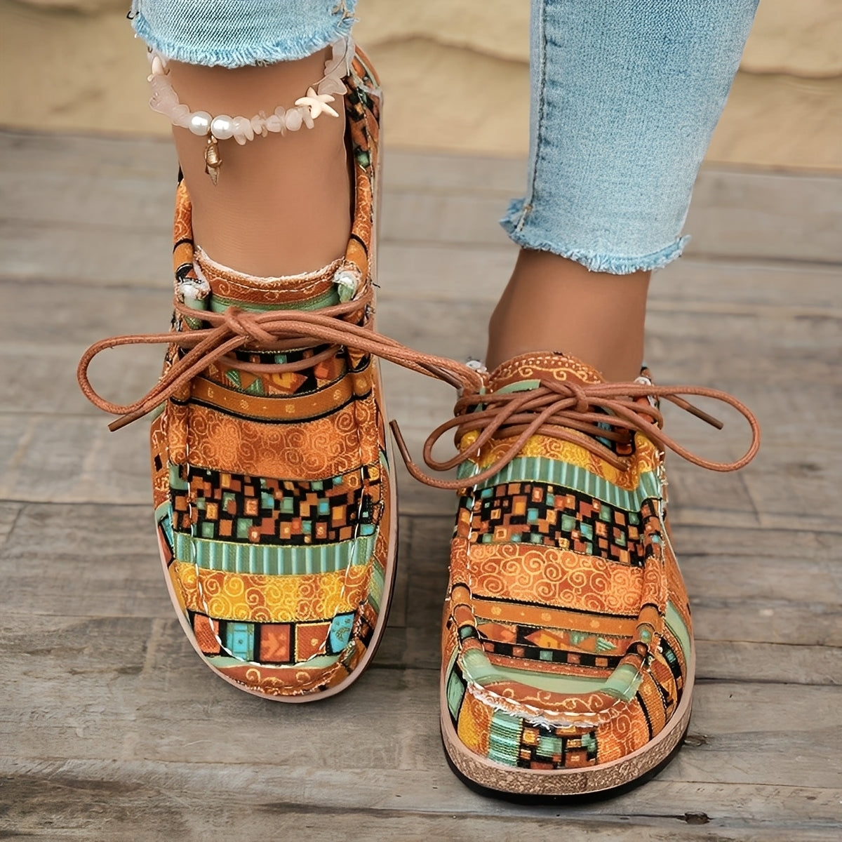 Women’s Artistic Comfort Sneakers – Cushioned Stylish Everyday Walking Style
