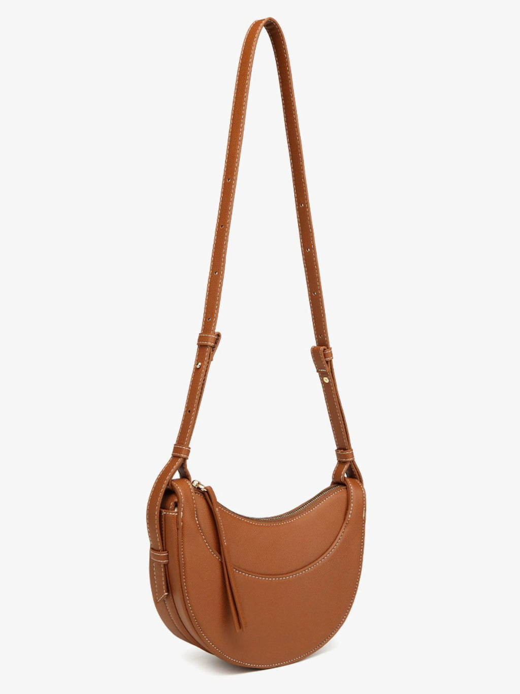 Women's Curved Crossbody Bag with Tassel - Adjustable Everyday Carry