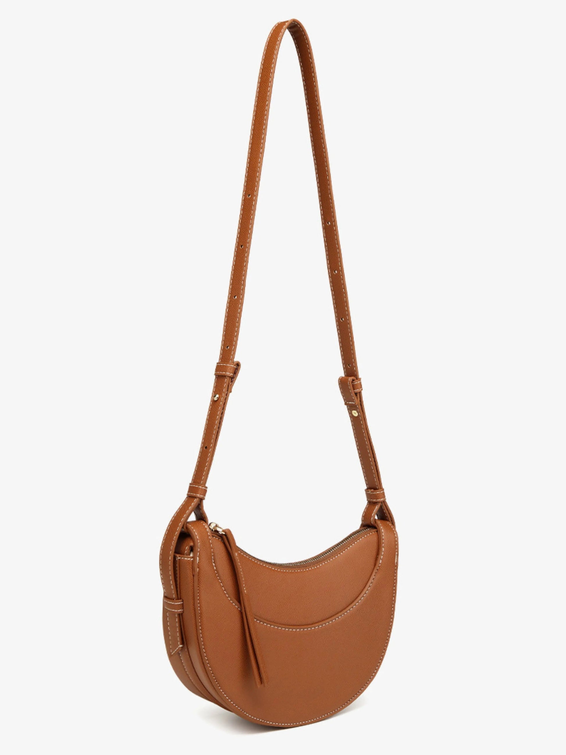Women's Curved Crossbody Bag with Tassel - Adjustable Everyday Carry