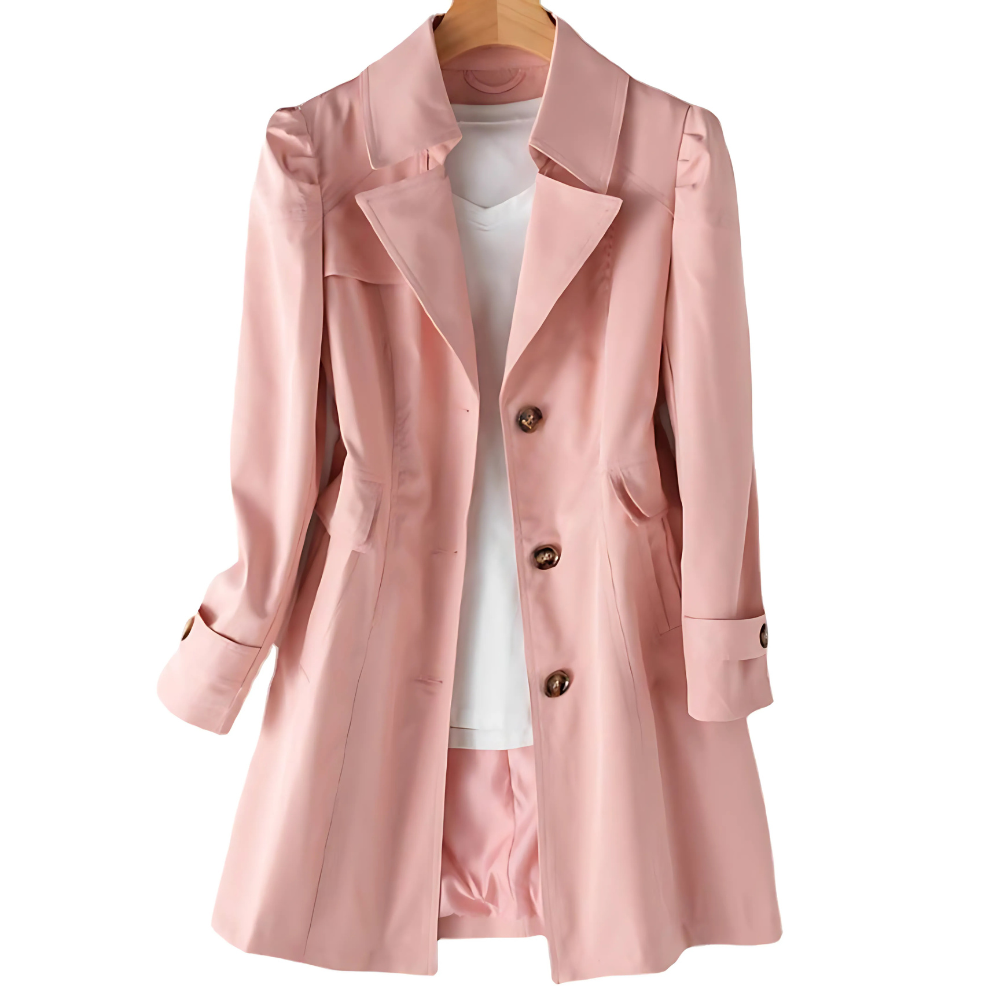 Women's Belted Trench Coat – Double-Breasted Classic Collar Jacket