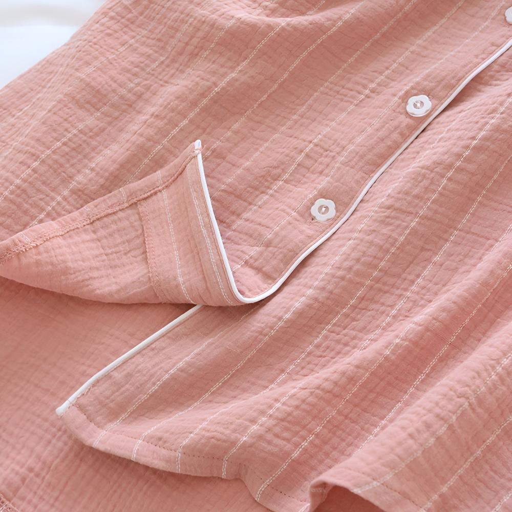 Pastel-Striped Cotton Nightdress – Soft Comfortable Sleepwear