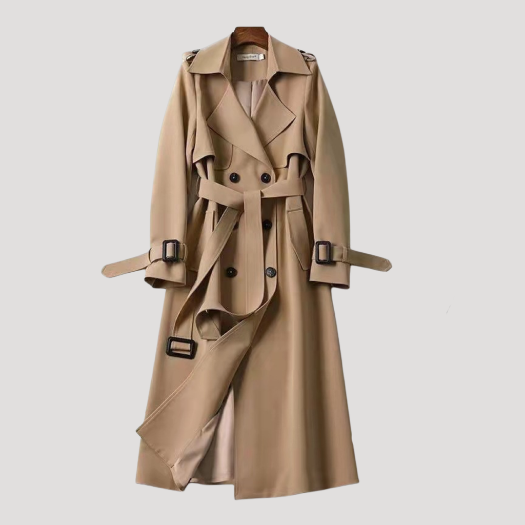 Women’s Belted Double-Breasted Trench Coat – Timeless Elegant Style