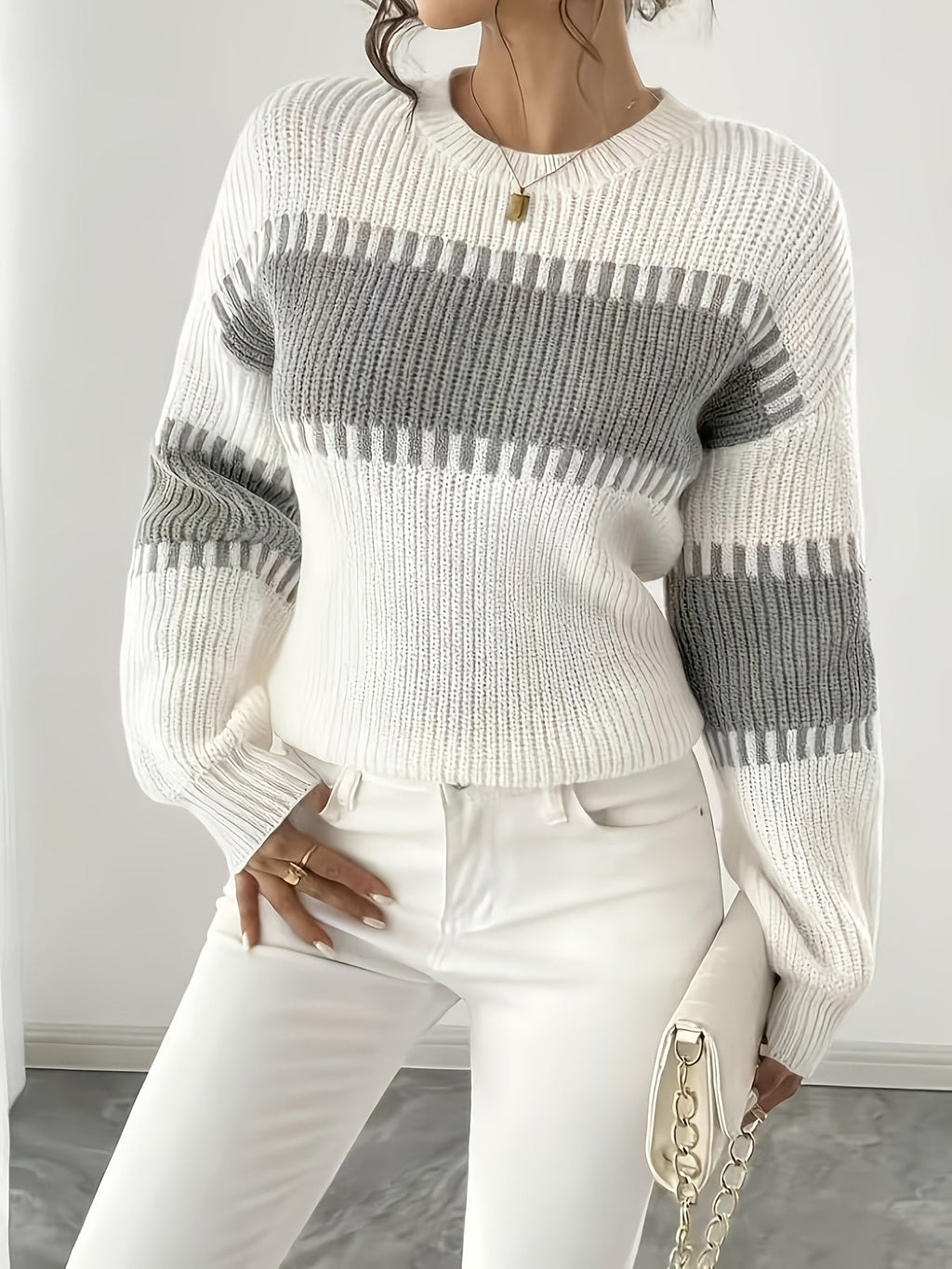 Women’s Colorblock Striped Sweater – Soft Casual Knit