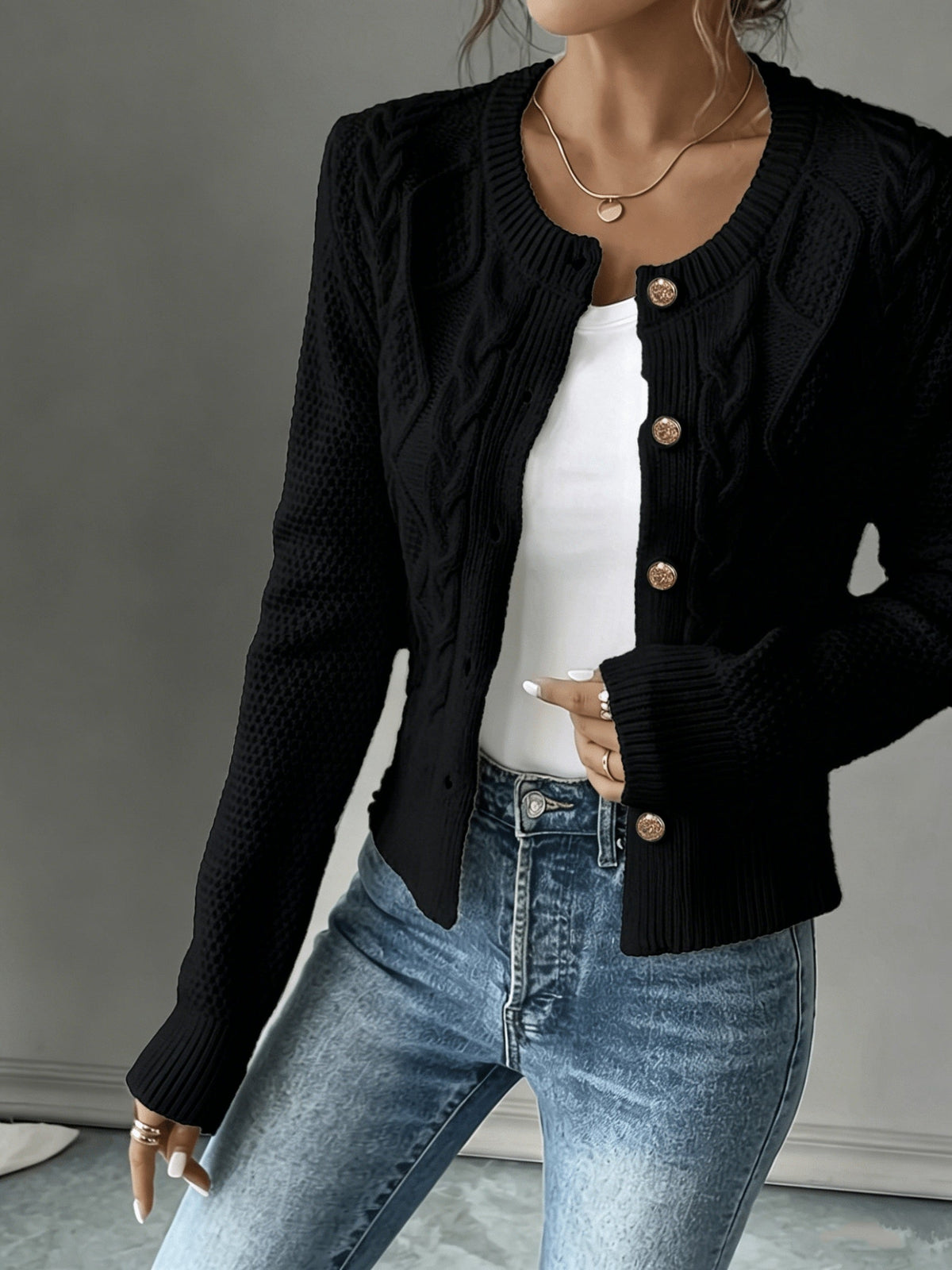 Cable-Knit Button Cardigan - Elegant and Cozy