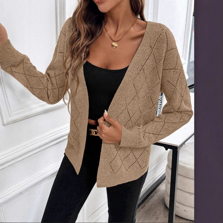 Open-Knit Long-Sleeve Cardigan - Light and Elegant