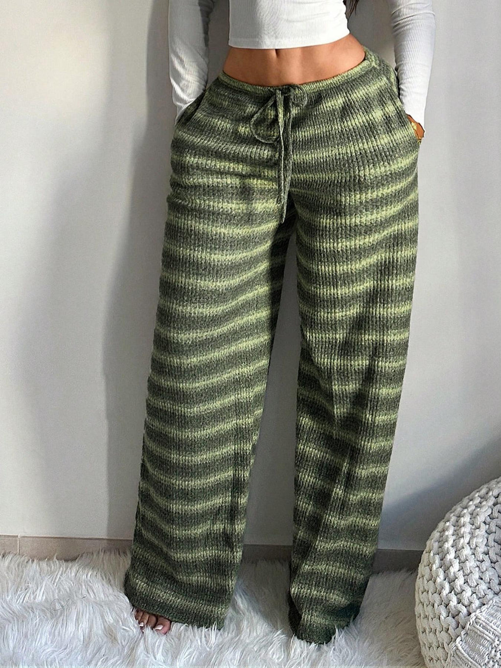 Retro Striped Wide-Leg Pants - Fluid and Comfortable