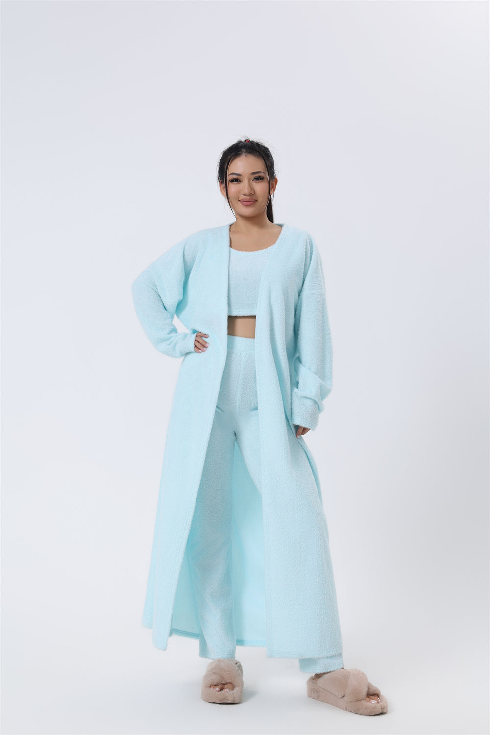 Women’s 3-Piece Winter Pajama Set – Cozy Warm Loungewear