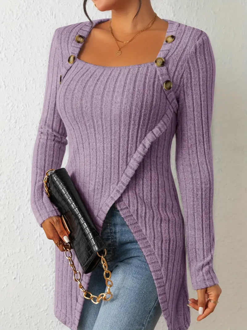 Women's One Shoulder Ribbed Top - Fitted Modern Daywear Essential