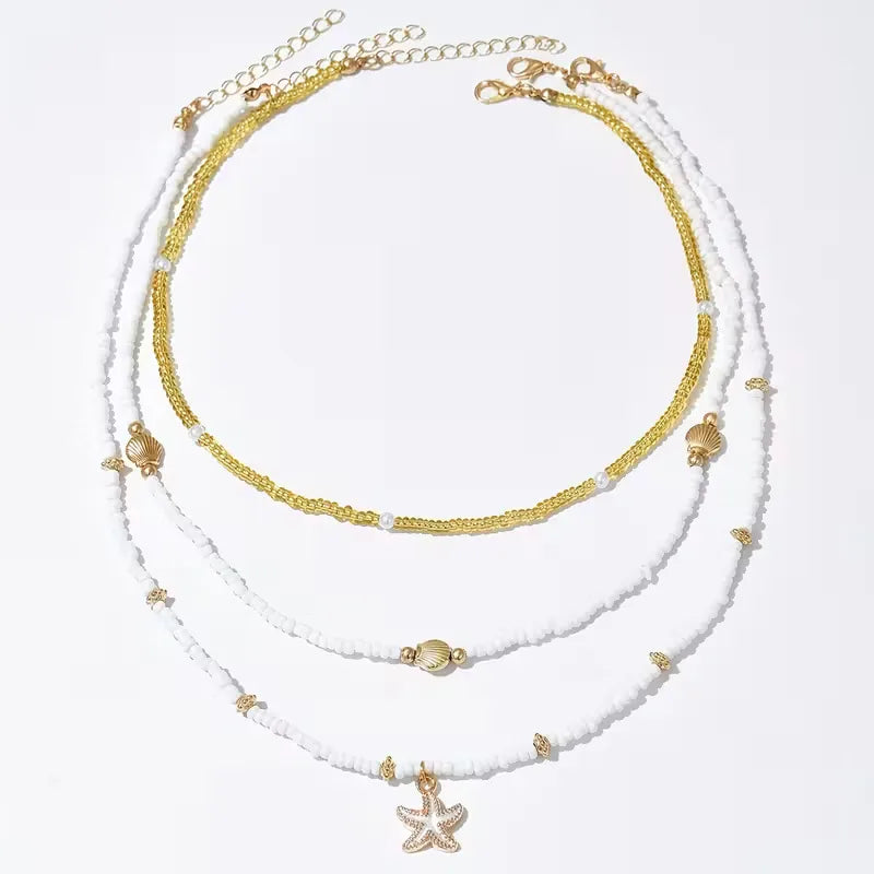 Shell and Star Necklace - Light and Layered