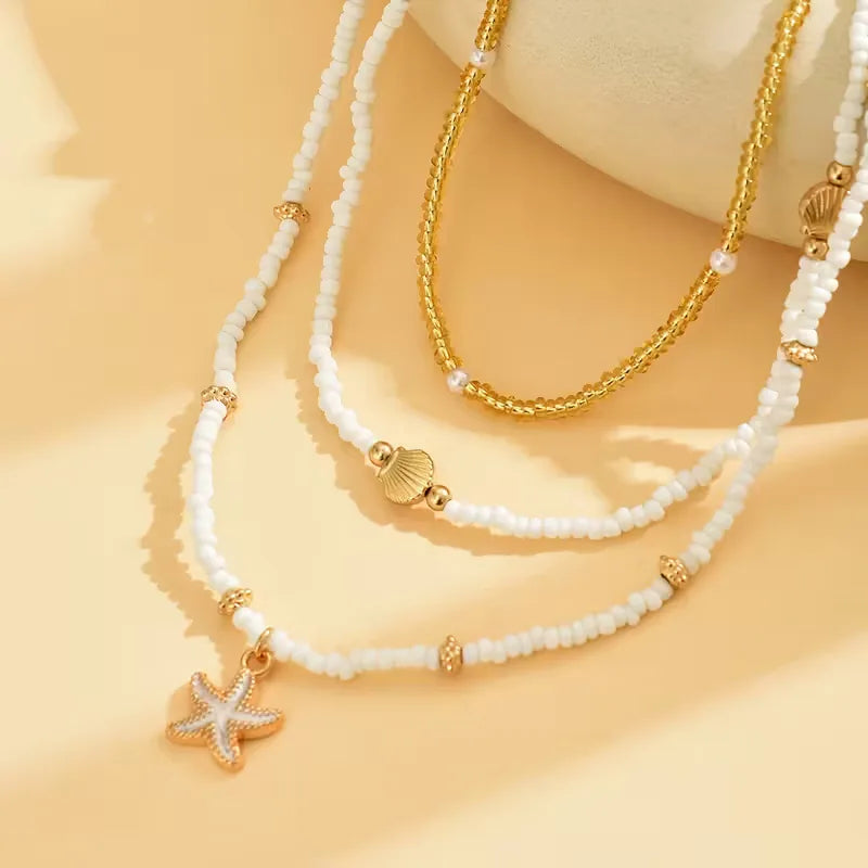 Shell and Star Necklace - Light and Layered