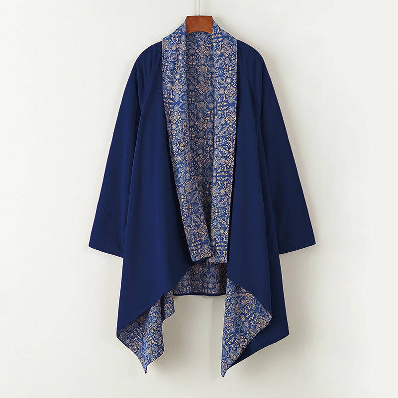Women's Cotton Linen Kimono Jacket - Vintage Casual Open Front Layer