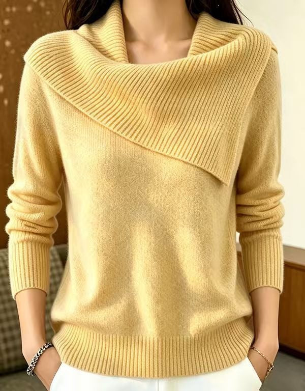 Women's Relaxed Fit Lapel Sweater - Soft Everyday Cozy Knit