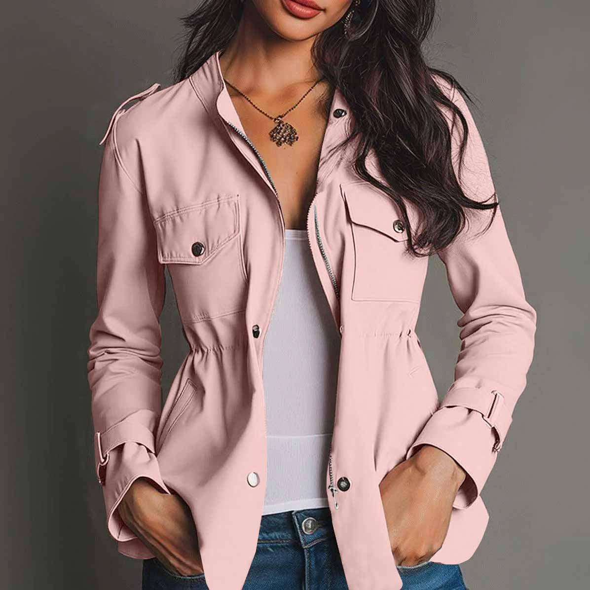 Women's Fitted Casual Jacket - Lightweight Everyday Windbreaker Layer