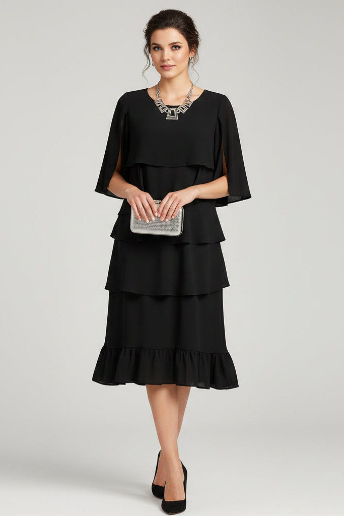 Women's Ruffle Midi Dress - Elegant Occasion Party Dress