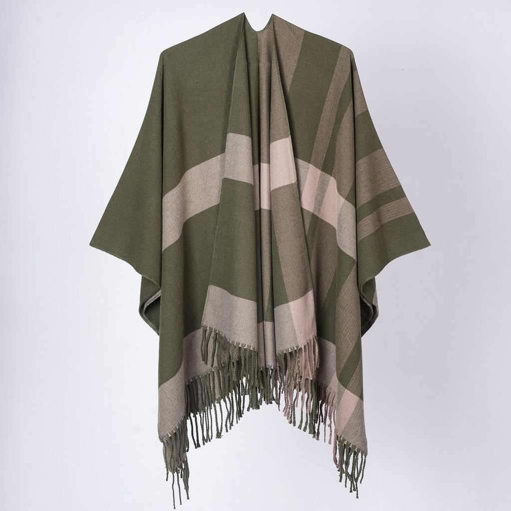 Women's Plaid Fringe Shawl - Classic and Cozy
