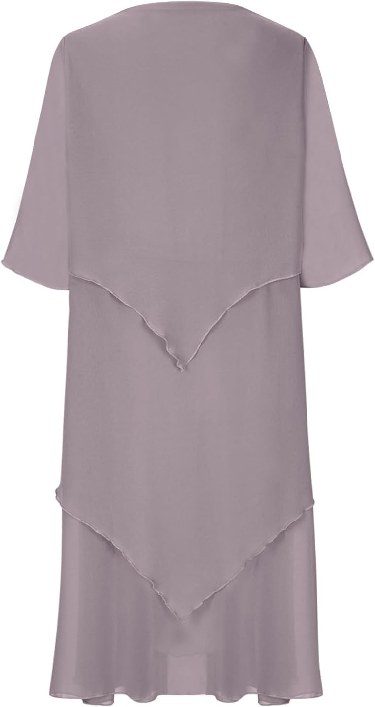 Women's Layered Chiffon Midi Dress – Elegant Flowy Occasion Dress