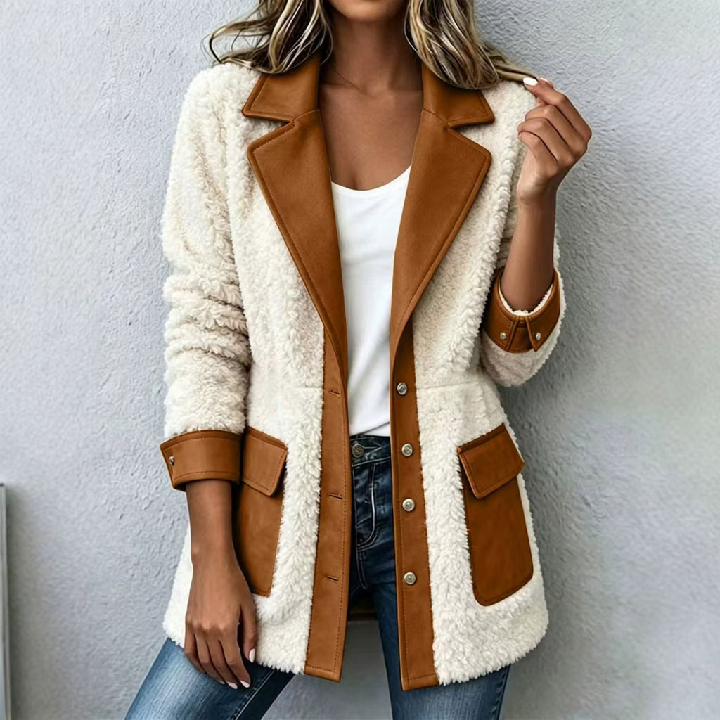 Patchwork Denim-Style Cardigan Coat - Warm and Original