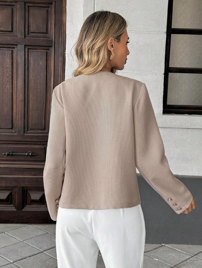 Women's Short Tweed-Style Jacket - Chic Polished Layer